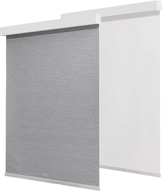 100% Blackout Shades for Indoor Windows, Cordless Roller Window Shades Pull Down, Thermal Insulation & UV Protection Shades for Home,Office,Bedroom, Grey 21"x72"