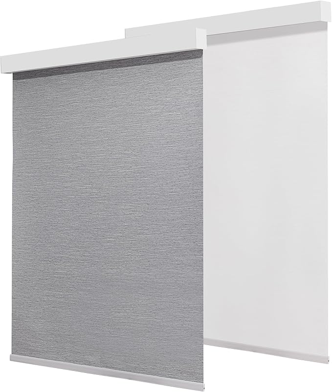 100% Blackout Shades for Indoor Windows, Cordless Roller Window Shades Pull Down, Thermal Insulation & UV Protection Shades for Home,Office,Bedroom, Grey 23"x72"