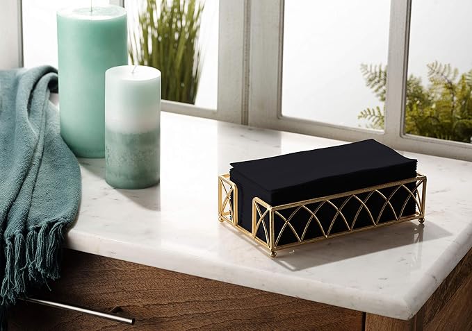 100 Linen-Feel Black Paper Napkins - Decorative Cloth-Like Black Dinner Napkins - Soft And Absorbent. For Kitchen, Party, Wedding, Bathroom Or Any Occasion. (Pack of 100)