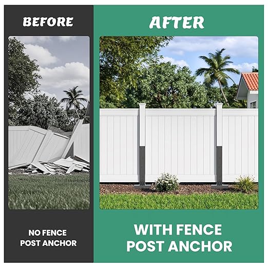 Fence Post Repair Kit 2 Pcs, Post Stake Double Ground Spike with Black Powder-Coated for Repair Tilted/Broken Wood Fence Post