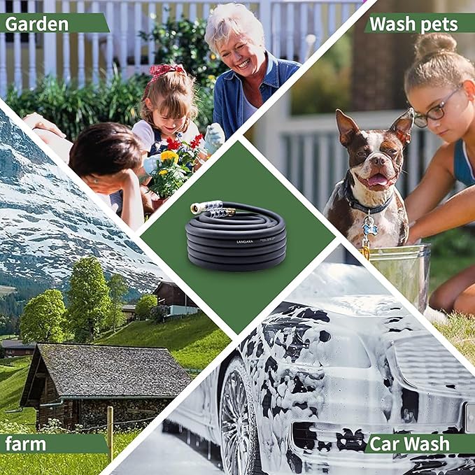 Heavy Duty Premium Garden Hose 50ft x 5/8", 300PSI Working, 1000PSI Burst, Water Hose with Transparent Swivel Handle - Hot/Cold Water - Five Layered Braiding for Durability