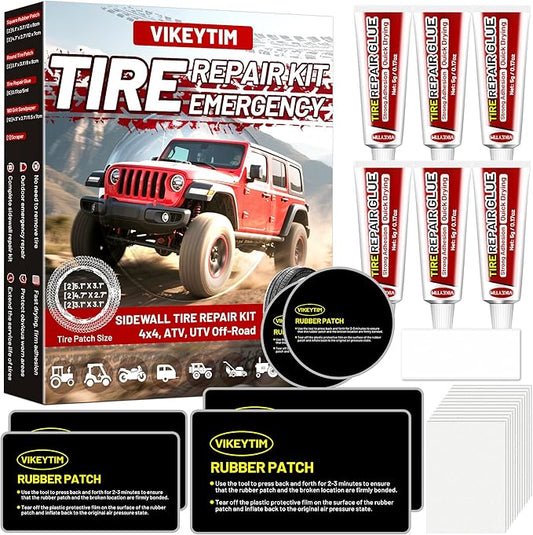 Sidewall Tire Repair Kit, Off-Road 4x4 Emergency Tire Patch Kit, UTV ATV Outdoor No Need to Remove Rubber Patch Kit Scratch or Puncture Repair Off-Road Accessories