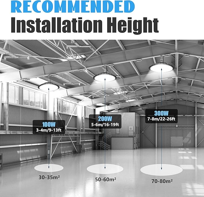 LED High Bay Light 100W, 10000LM Super Bright UFO Shop Light with 4ft 110V Plug Cable, 6000K Bay Lighting IP65 Waterproof for Barn/Garage/Commercial Warehouse/Wet Location