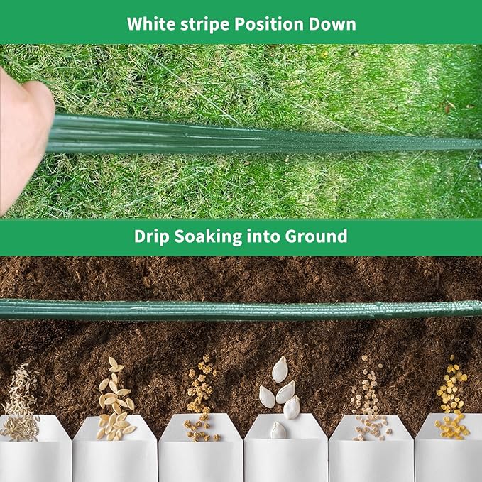 Watoo 2025 Sprinkler Hose & Soaker Hose for Yard - 75 FT Reinforced Flat Garden Hose with Holes, Heavy Duty No-Kink Lawn Irrigation Hose (Includes Stakes, High Pressure Spray)