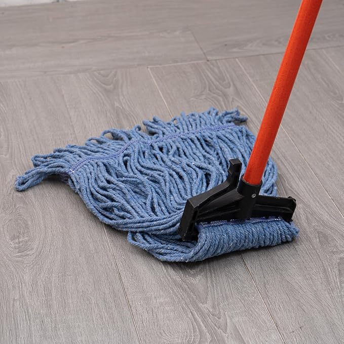 Matthew Easy Trigger Release Mop Handle 60 inch Metal Mop Stick,Commercial Mop Head Replacement Holder for Floor Cleaning,Clip On Mop Handle Quick Change for Wet Mop Handle - 12Pack Red