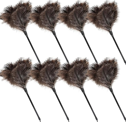 Ostrich Feather Duster 15Inch Natural Fluffy Handheld Feather Dusters for Cleaning Keyboard Home Car Office (8PCS)