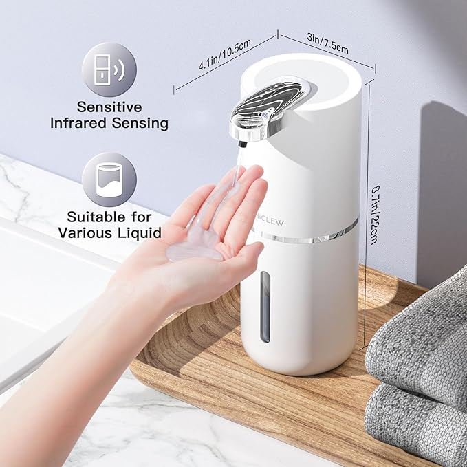 Automatic Soap Dispenser Touchless, 400ML/14fl.oz Rechargeable Liquid Dispensers with 4 Adjustable Levels, Wall Mount Hand Soaps Dispensor for Bathroom Kitchen