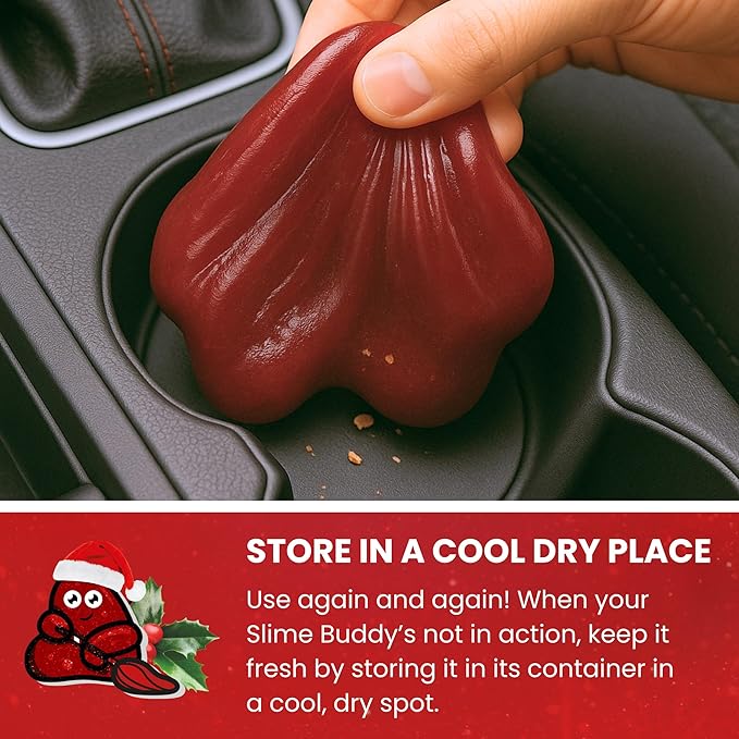 Slime Buddies Car Cleaning Gel Putty - Christmas Spice Scented Interior Detailing Tool for Cup Holders, Air Vents & Keyboard - Reusable Auto Detailing Accessories - Dust Remover Goop