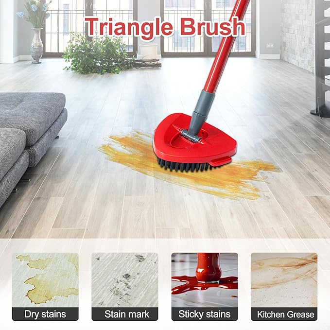 Mop Handle Replacement for Ocedar, 4 Section 30" to 58" Extendable Length Mop Stick for Ocedar Spin Mops Refills and Brooms Floor Cleaning, Include Base and Scrub Brush