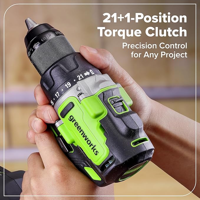 Greenworks 24V Cordless Brushless 800 in-lbs Drill/Driver, Professional Grade,21 Clutch, 4.0Ah USB-C Battery (24,000mAh Power Bank),65W USB-C Fast Charger(3-Port) and USB C to USB C Cable(3.3FT)