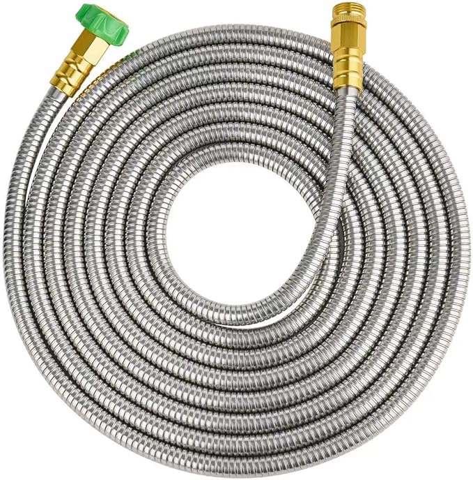 SKYWARD 304 Stainless Steel Garden Hose 20 ft with Female to Male Metal Connector, Anti-Leakage, Flexible & Lightweight Kink Free Water Hose, Easy to Use & Store (20ft)