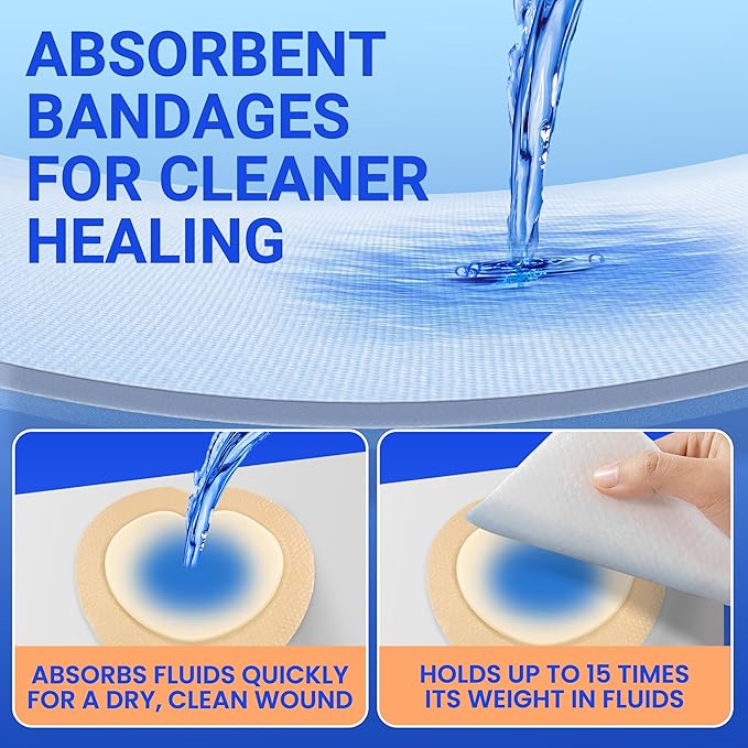 Large Waterproof Bandages Wound Care 7"x 7" Silicone Foam Dressings Sensitive Skin,10 PCS, Adhesive Bordered Pads for Bed Sore Pressure Relief Sacral Buttocks, Showering, Sterile Sacrum Care
