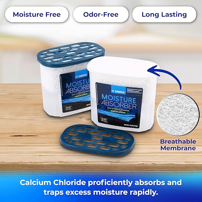 Moisture Absorber Activated Charcoal 18 oz/510g | Removes Moisture, Damp, Humidity & Odors | Odor Absorber | Moisture Trap for Bathroom, Closet, Kitchen & Small Spaces | Set of 6