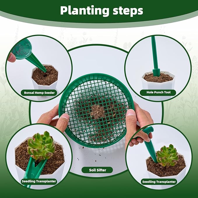 Gardening Tool Set 175pcs – Bonsai & Succulent Care Kit, BPA-Free Plastic, Organic Non-GMO – Stress Relief Gift for Parents, ADHD, Autism – Perfect for Balcony, Yard, Bedroom