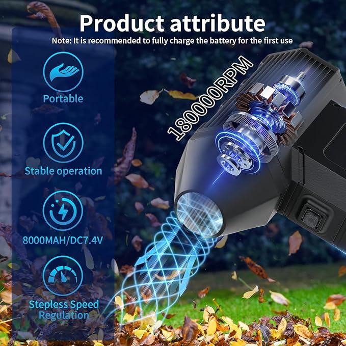 Electric Air Duster – 180000 RPM Compressed Air Blower for Keyboard, PC, Electronics – Reusable Cordless Dust Cleaner with USB-C Fast Charging