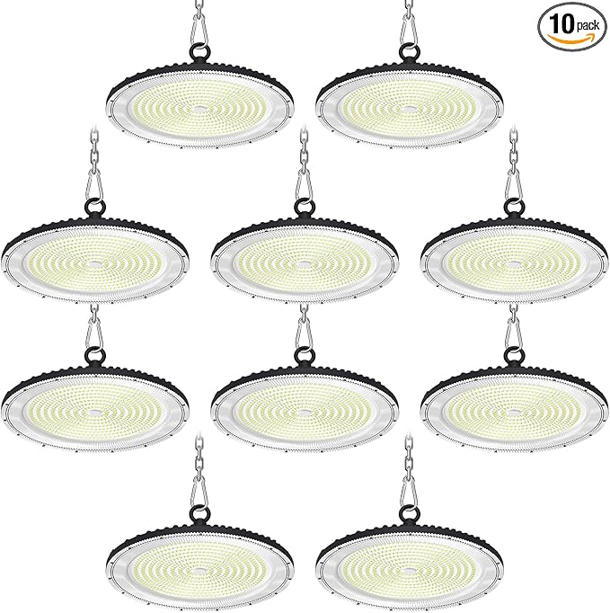 UFO LED High Bay Light:500W 50000LM LED Shop Light 6000-6500K Bay Lighting IP65 Waterproof for Barn/Garage/Commercial Warehouse(10 Pack)