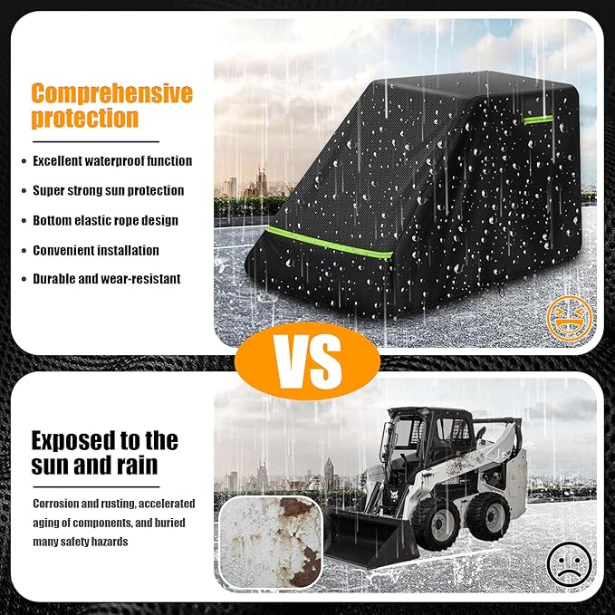 Skid Steer Loader Cover, Suitable for Bobcat Z2/650, Kubota SSV/SVL65/75, 600D Oxford Cloth Loader Cover, Waterproof, Windproof, UV Resistant