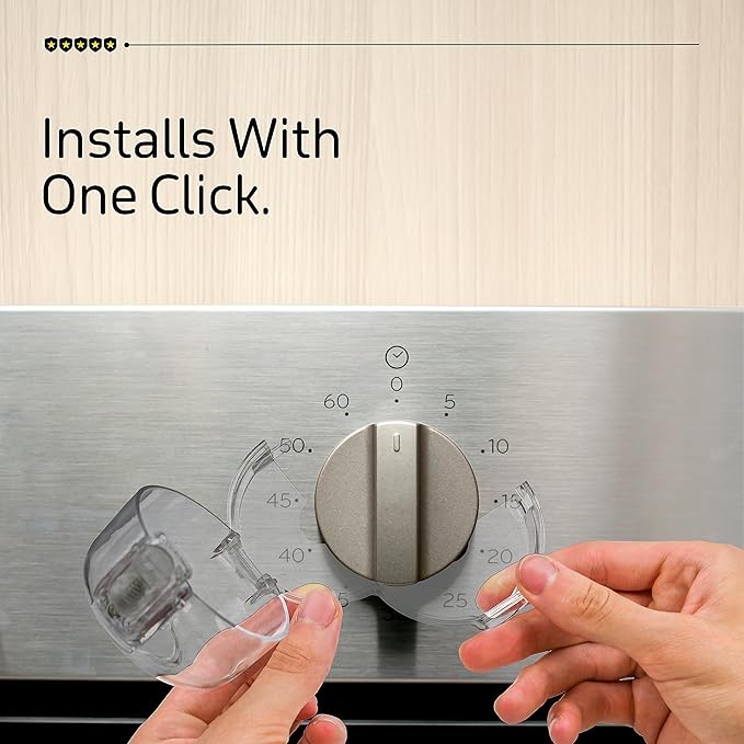 Gas Stove Knob Covers for Child Safety - 5 Pack Durable and Heat Resistant Oven Knob Covers for Baby Proofing Electric or Gas Stoves - Easy Install Clear View Stove Safety Knob Covers - Highcraft