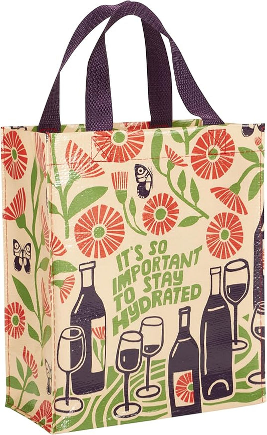 Blue Q Handy Tote, It's So Important to Stay Hydrated. Reusable lunch sack, little gift bag, easy-to-wipe-clean, 95% recycled material, 10" h x 8.5" w x 4.5" d