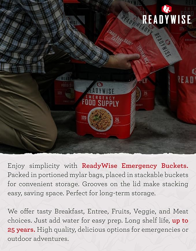 ReadyWise Emergency Food Supply - 72 Servings Freeze Dried Vegetables, 3 Boxes, Dehydrated Meals, Survival Prepper Food & Supplies, Camping Essentials for Backpacking, up to 25 Year Shelf Life