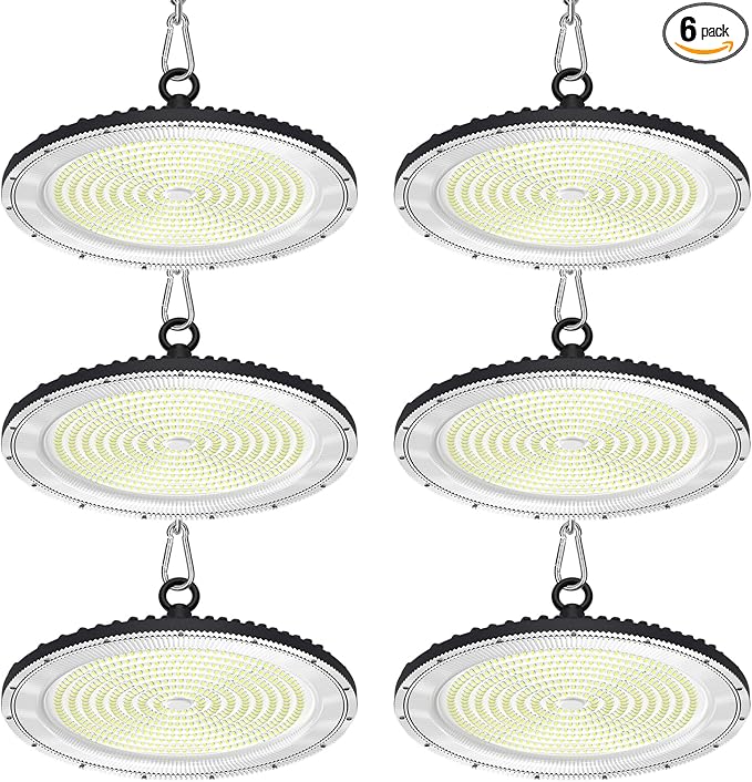 UFO LED High Bay Light:500W 50000LM LED Shop Light 6000-6500K Bay Lighting IP65 Waterproof for Barn/Garage/Commercial Warehouse(6 Pack)
