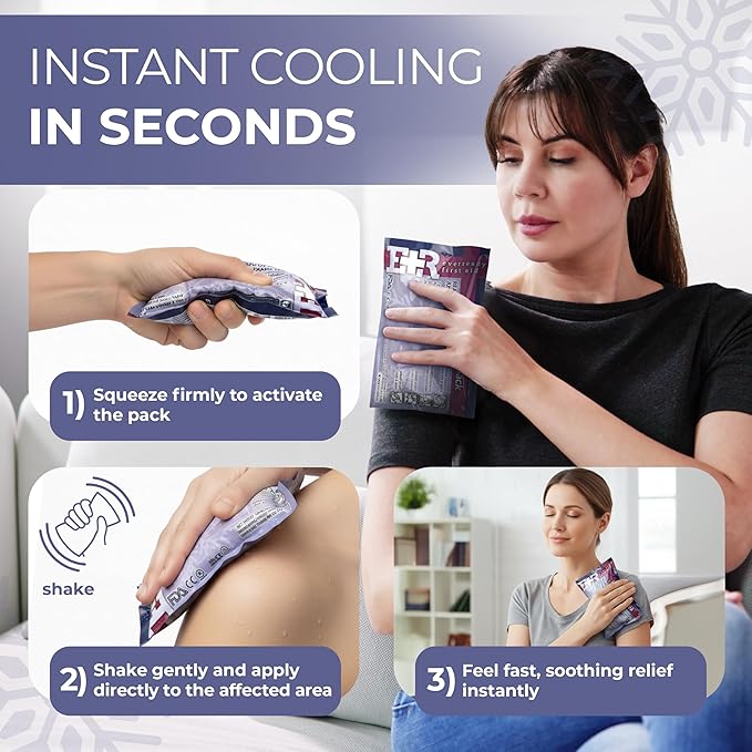 Ever Ready First Aid Disposable Cold Compress – Instant Ice Pack for Injuries, Swelling & Pain Relief – 4.5" x 7" – 6 Pack