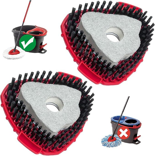 [2025 New Version] 2-Pack Oceda Scrubber Mop Heads for EasyWring 1-Tank System, Stiff-Bristle Brush Head with Built-in Scouring Pad for Deep Cleaning Floors and Tiles