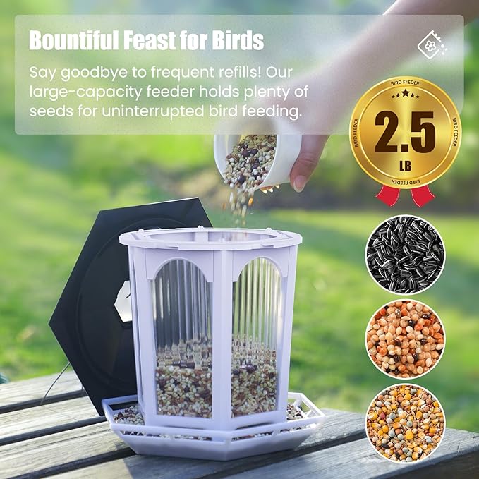 2 Pcs Haning Bird Feeder for Outdoors, Wild Bird Feeders for Outside, Fits for Cardinals, Unique Bird Watching Gift, Standard White, Large Size(2 Pcs)
