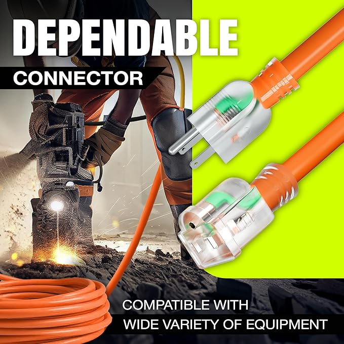75ft Outdoor/Indoor Extension Cord 16/3 Gauge Heavy Duty 3 Prong SJTW, Waterproof, Flexible Cold-Resistant Long Power Cord,10A 125V 1250W, Orange by LifeSupplyUSA