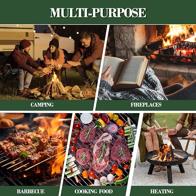 72PCS Fire Starters for Campfires Grill BBQ Camping Fireplace Fire Pit,Quick Light Wood Charcoal Fire Starter, Waterproof-Natural Fire Starters Camping fire Starter Charcoal Starters
