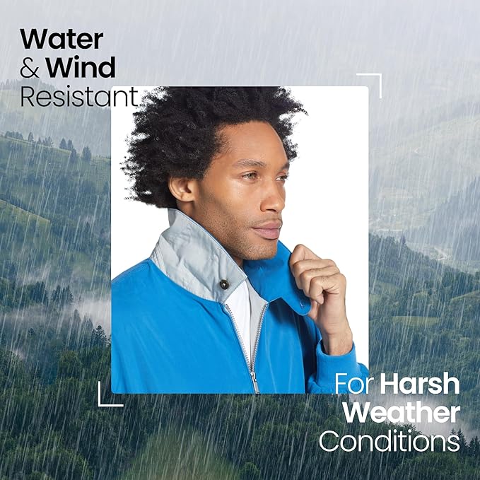 Weatherproof Men's Golf Jacket - Lightweight Windbreaker, Water-Resistant Microfiber Shell, Perfect for Golf & Casual Wear