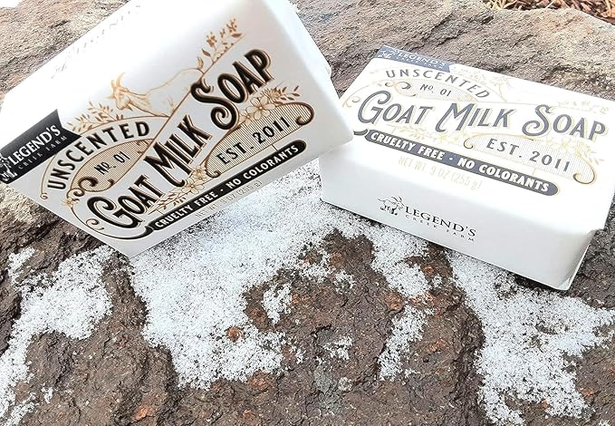 Legend's Creek Farm Goat Milk Soap - Triple Milled Cleansing Moisturizing Bar for Hands and Body - 9 Oz Creamy Lather, Nourishing, Natural Soap for Sensitive Skin (Unscented, Pack of 2)