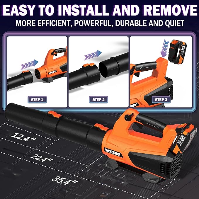 Leaf Blower Cordless Compatible with Dewalt 20V Max Battery, with 2 x 4.0Ah Batteries & Charger, Electric Leaf Blower Up to 160MPH 580CFM, Blowers for Lawn Care