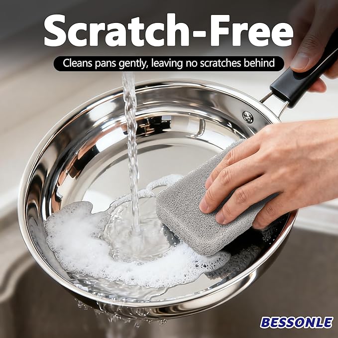 8 Pack Silicone Scrubbing Sponges, Heavy-Duty, Non-Scratch Kitchen Sponges - Reusable, Odor-Free, Perfect as for Cleaning Dishes, Non-Stick, Countertops (Grey)