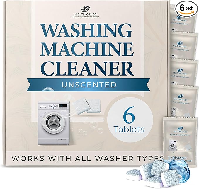 Washing Machine Cleaner Tablets – Deep Clean Washer Descale, Laundry Tub Cleaning Solution, Smell Fresh, Eliminates Buildup & Dirt, For Front & Top Load Washers, Easy-to-Use, 6 Pack, unscented
