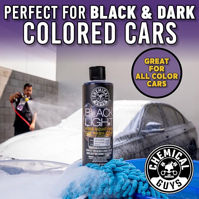 Chemical Guys CWS61916 Black Light Foaming Car Wash Soap(Works with Foam Cannons, Foam Guns or Bucket Washes)Safe for Cars,Trucks,Motorcycles,RVs&More,16 fl oz, Black Cherry Scent(packaging may Vary)