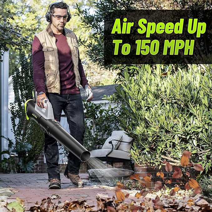 Cordless Leaf Blower 150MPH 350CFM, Electric Handheld Leaf Blower with 2 * 20V 2Ah Batteries, Infinitely Variable Speed, Lightweight Axial Powerful Blower for Lawn Care | Patio | Yard | Jobsite