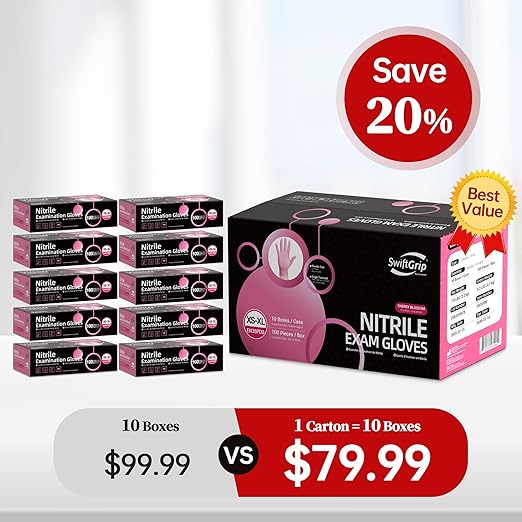 Pink Disposable Gloves, X-Small, Disposable, Latex-Free, Food-Safe, Powder-Free, 1000-ct Case