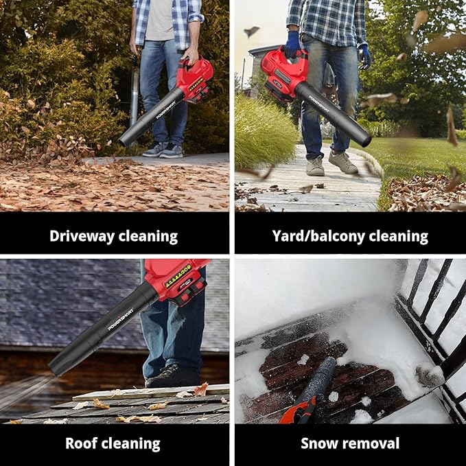 PowerSmart 40V(20Vx 2) Cordless Leaf Blower(Powerful 450CFM /130MPH) with 2X 2.0Ah Batteries & Chargers Included, for Patio Cleaning, Lawn Care, Blowing Fallen Leaves,Snow and Dust, etc.