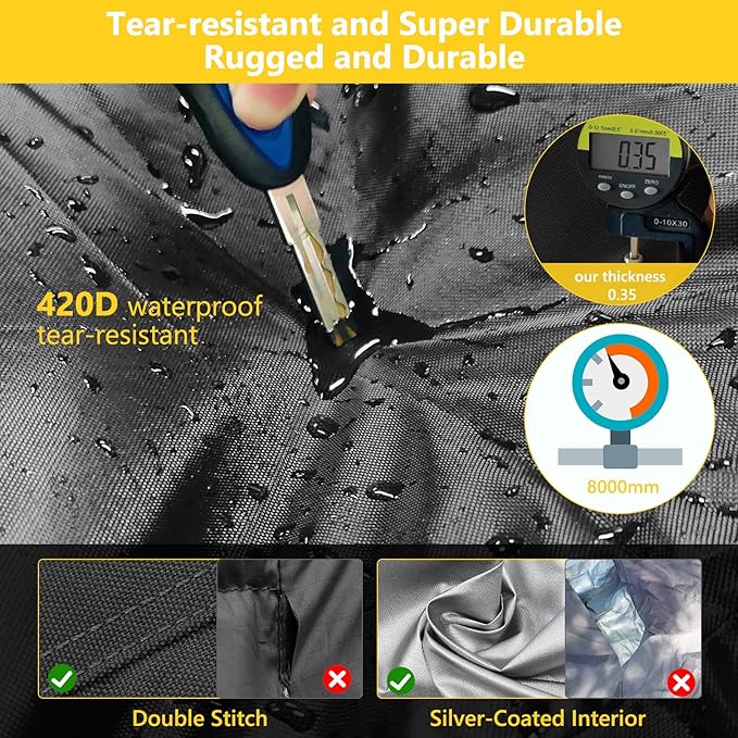 AKEfit Tractor Cover,420D Heavy Duty Waterproof, Dustproof, UV Protection Universal Tractor Covers for Kubota, John Deere,Bobcat & Compact Utility Tractors
