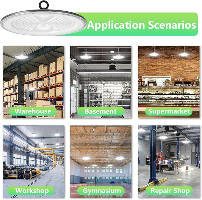 UFO LED High Bay Light:500W 50000LM LED Shop Light 6000-6500K Bay Lighting IP65 Waterproof for Barn/Garage/Commercial Warehouse(4 Pack)