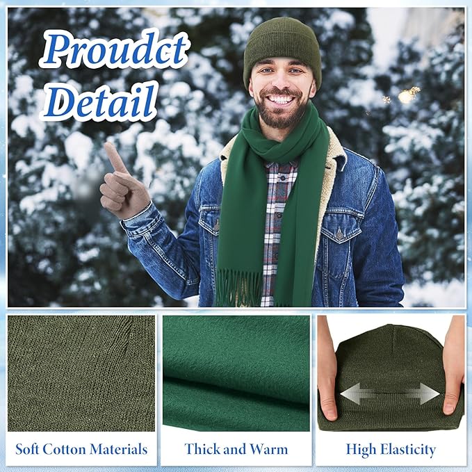 Unittype 300 Pcs Winter Beanies Gloves Scarf Set Bulk 100 Knit Skull Cap 100 Pair Winter Gloves 100 Neck Warmer for Men Women