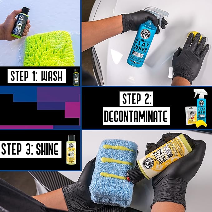 Chemical Guys Clay Bar Kit - Complete System - Clay Bar and Lubber Combo with Accessories for Smooth Paint Finish - Removes Embedded Dirt, Overspray, and Fallout - 6 Item Kit