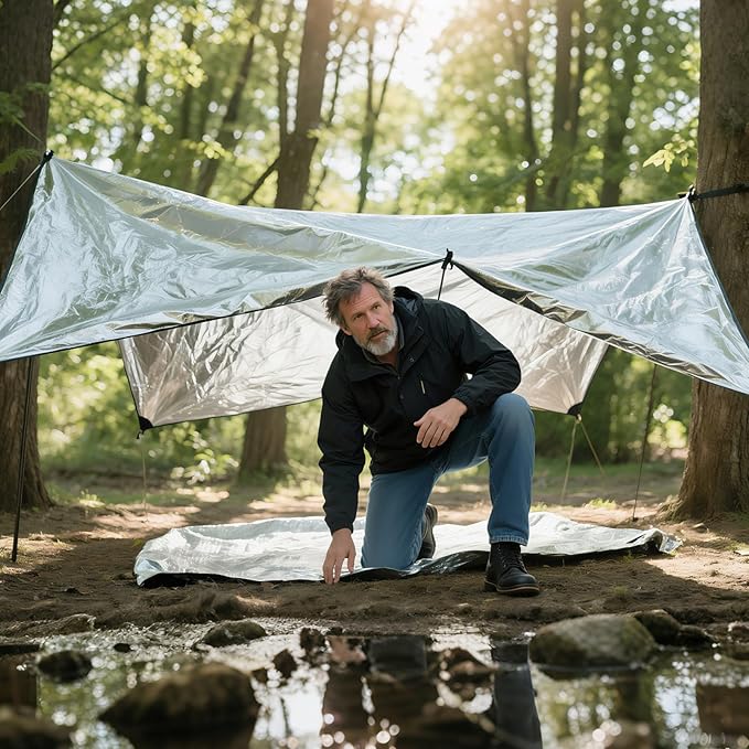 Emergency Mylar Thermal Blankets,Silver Foil Blanket Kit.Camping Heat Space Blankets for Survival,Perfect for Body Warmer in Hiking,Outdoor Traveling, First Aid (10 Pack)