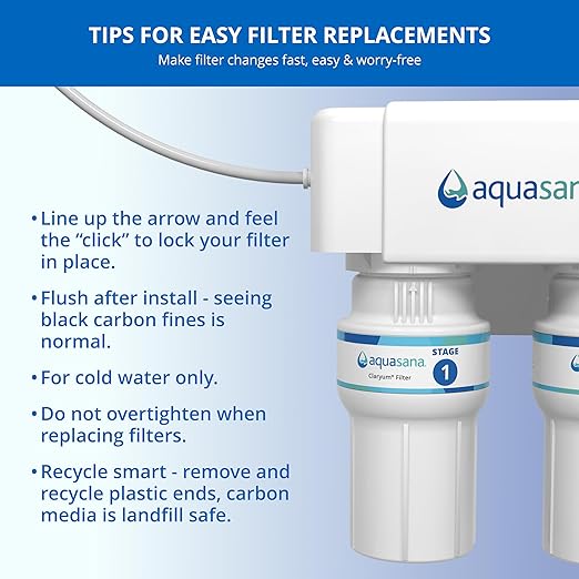 Aquasana Replacement Filter Cartridges | Fit Claryum 2-Stage Under Sink Water Filter | WQA Certified to Reduce Up to 99.99% of PFAS, Microplastics, Lead & Chlorine | AQ-5200R | AQ-C2-R