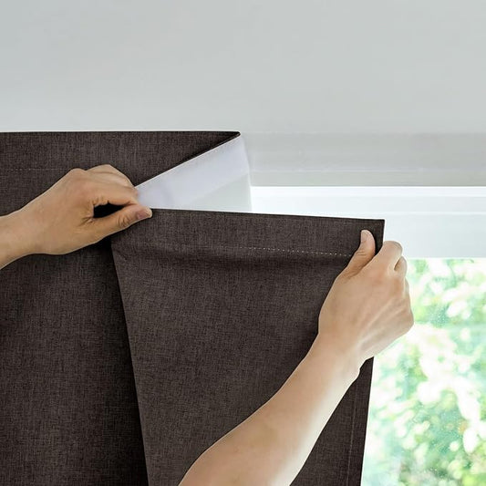 JILROIN Self Adhesive Curtains,100% Blackout Window Cover,No Drilling,Easy to Install,Provides Privacy Protection for Bedrooms (Dark Coffee - W60 × L60 in)