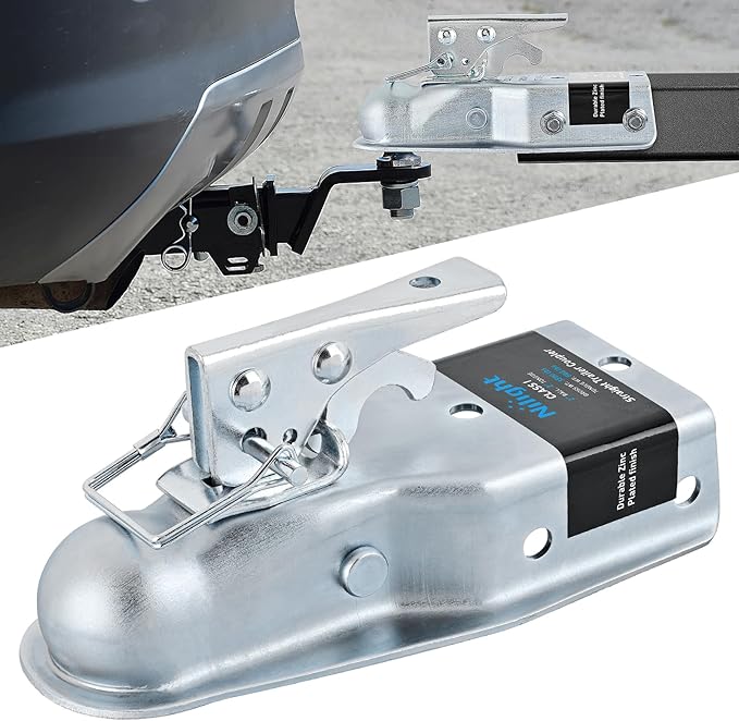 Nilight Straight Trailer Coupler with Security Latch&Chain for 1-7/8 Inch Hitch Ball, 3-Inch Channel,2000 LBS,Heavy Duty Trailler Tongue Coupler for Station Wagon, Truck, Bolted & Welded Installation