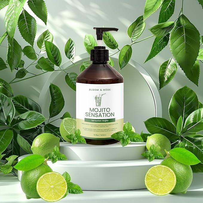 Luxury Liquid Hand Soap - Natural Scented Hand Wash - Gentle Hand Soap with Essential Oils & Aloe Vera - Moisturizing Handwash for Bathroom and Kitchen, Mojito Sensation Scent, 16.9oz