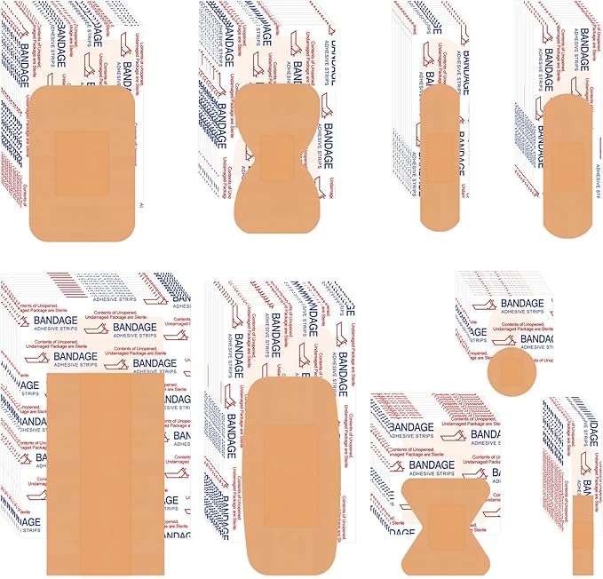 VAIPI 880 Pack Bandages Variety Pack Waterproof Fingertips Bandages Various Sizes First Aid Supplies Assorted Adhesive Fabric Bandage Bulk Breathable Butterfly Bandage for Wound Care (9 Styles)