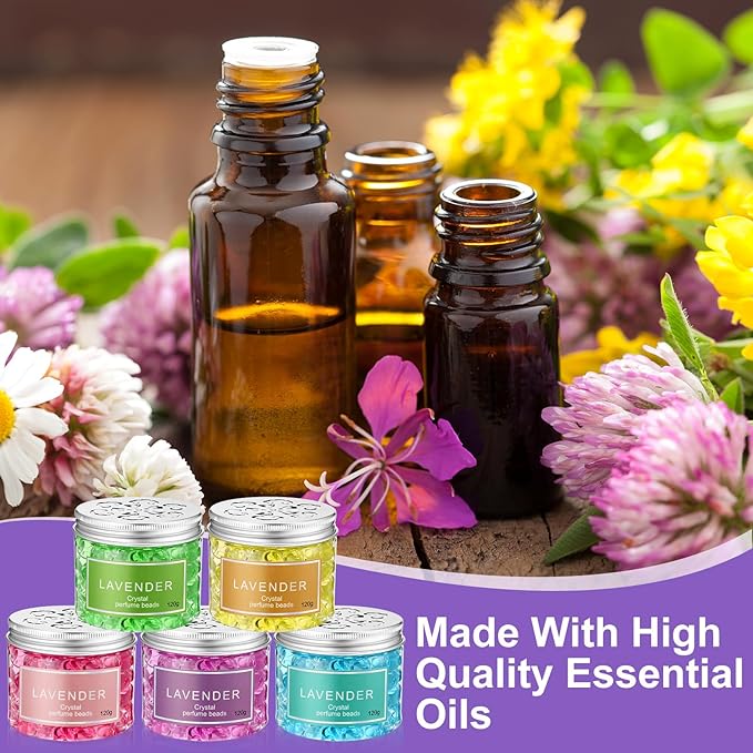 10 Pack Odor Eliminating Beads, Pet Scents Deodorizing Gel Beads Air Fresheners Care for Home 4 oz Eliminates Odors in Bathrooms Cars Boats (Lemon, Sea, Rose, Jasmine, Lavender)